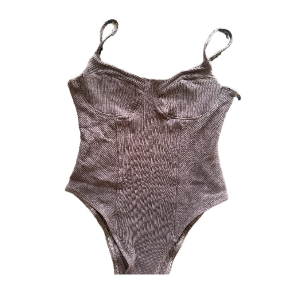 Brown Ribbed Bodysuit